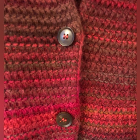 Benetton Y2k Chunky Ribbed Red Burgundy Wool Sweater button up cardigan size M - Picture 3 of 12